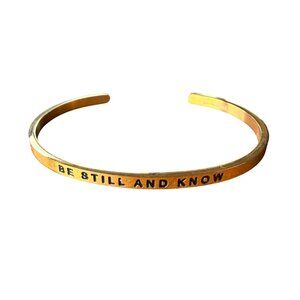 MantraBand Bangle Cuff Bracelet Be Still and Know Layering Gold Tone
